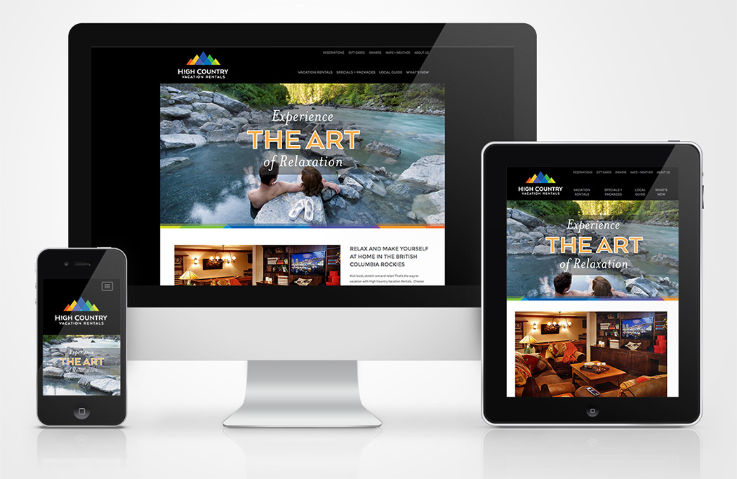 High Country Vacation Rentals website on different devices sizes